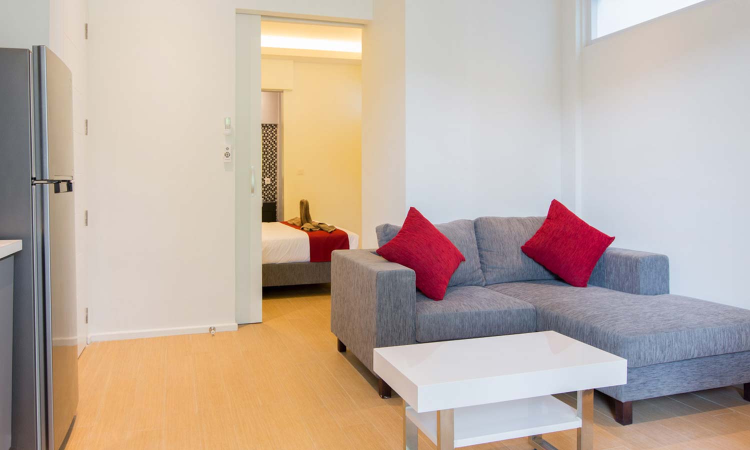 Apartment Superior Our Superior apartment features a luxurious 48 m2 - 55 m2 square-meters of modern living, complete with all the comforts and amenities needed to make your stay a memorable one. Featuring a separate living and dining space, flat screen TV, DVD player and sound system and a well-appointed kitchen. Our spacious bedrooms feature King-size beds, his and her wardrobes and en suit showers. All of our apartments are serviced daily by our house keeping team.